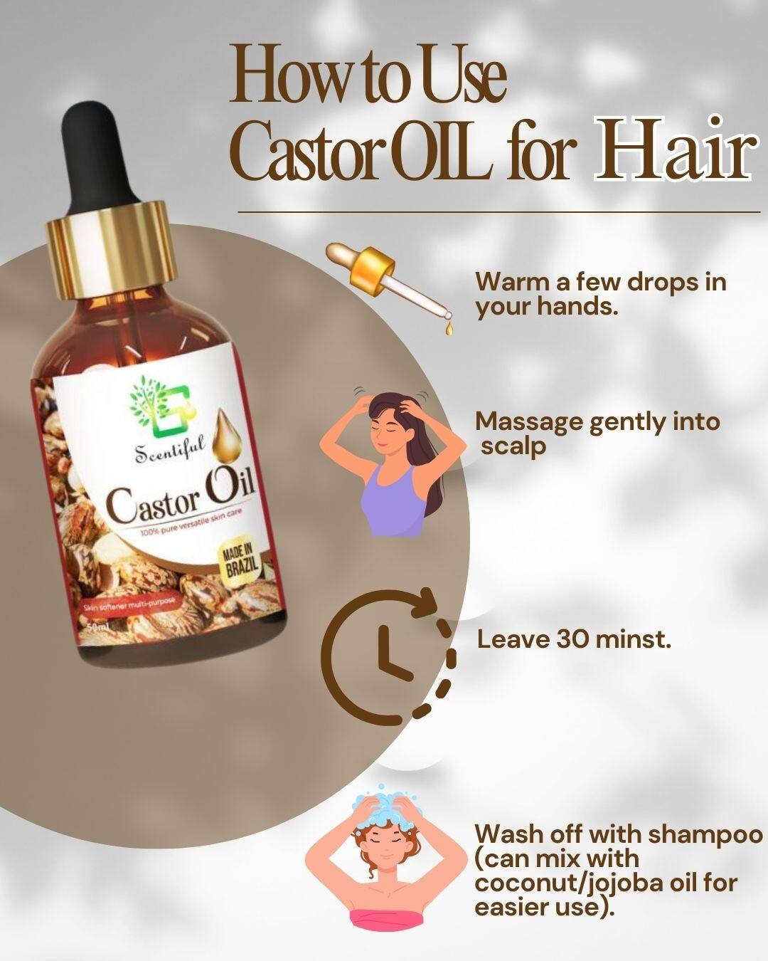 Organic Castor Oil / Golden -Cold Pressed / Minyak Castor - Pure Multipurpose Skin - Hair Care / Imported From Brazil-250ML Amber Bottle(FROM MALAYSIA) - View 2 of 4