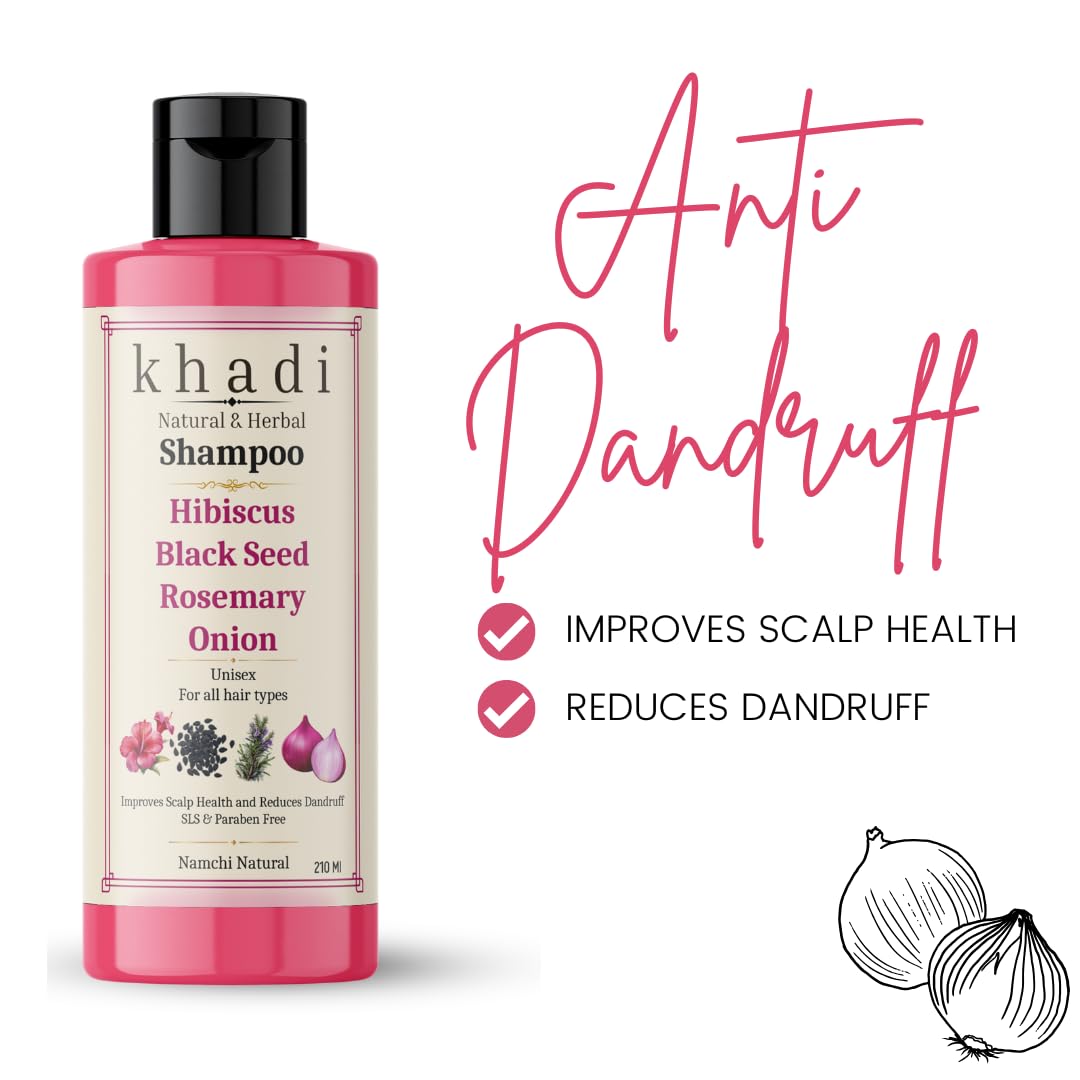 Khadi Natural Hibiscus, Black Seed, Rosemary & Onion Shampoo for Best Growth & Reduces Hair Fall | Improves Scalp Health & Reduces Dandruff | For Women & Men | Sulfate, SLS & Paraben Free | Pack of 2 - View 6 of 6
