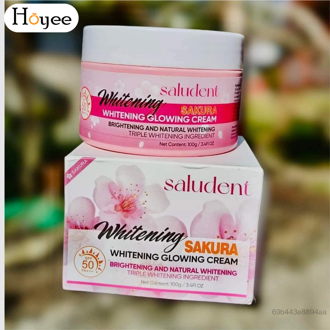 Whitening Sakura Facial Cream SPF50 PA+++ – Nicotinamide, Glutathione & Arbutin Brightening Moisturizing Sun Protection Cream 100g - View 3 of 3