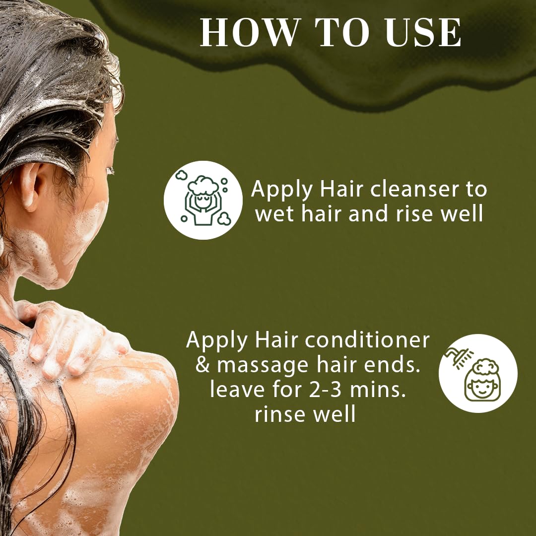 Khadi Natural Satritha Hair Cleanser & Conditioner Combo | Herbal Shampoo & Conditioner Duo for Hair Fall Control & Damage Repair | Helps Cleanse Scalp & Improve Hair Texture |Suitable for Men & Women | All Hair Types | 210ml Each - View 2 of 4