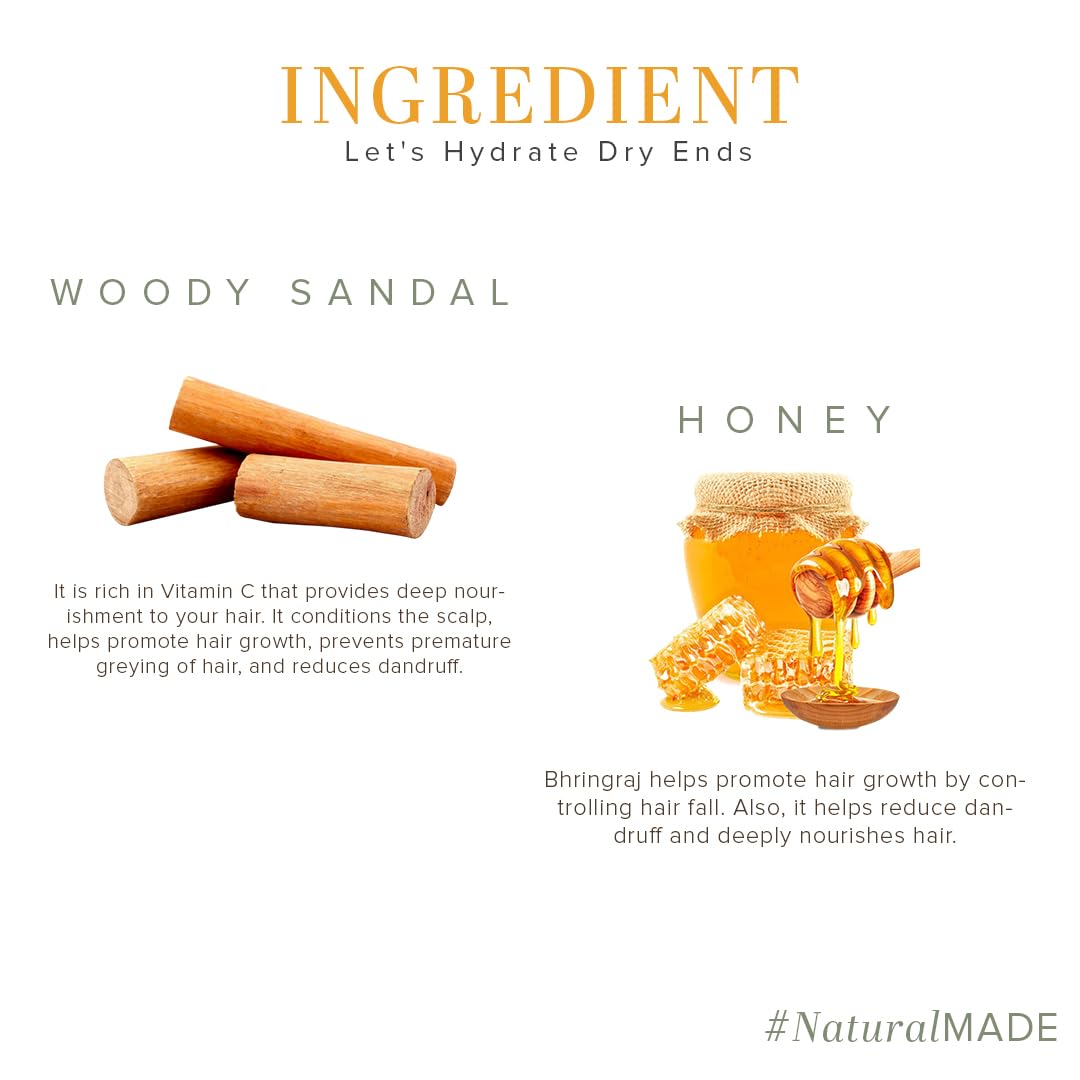 Khadi Natural Woody Sandal & Honey Hair Cleanser|Fights dandruff| Softens rough hair|SLS & Paraben Free |Suitable for all hair types|210 ml - View 3 of 5