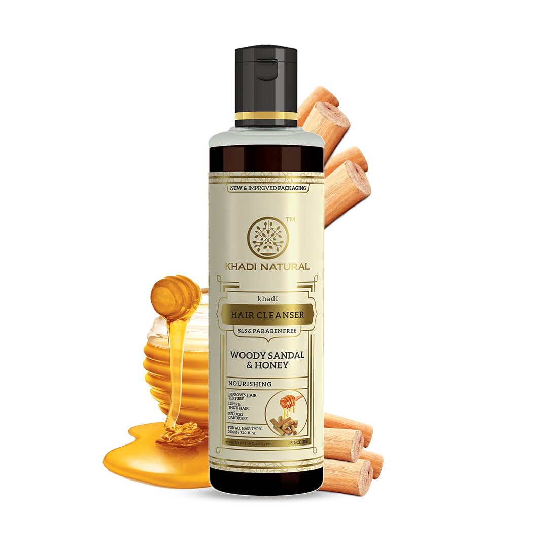 Khadi Natural Woody Sandal & Honey Hair Cleanser|Fights dandruff| Softens rough hair|SLS & Paraben Free |Suitable for all hair types|210 ml - View 5 of 5