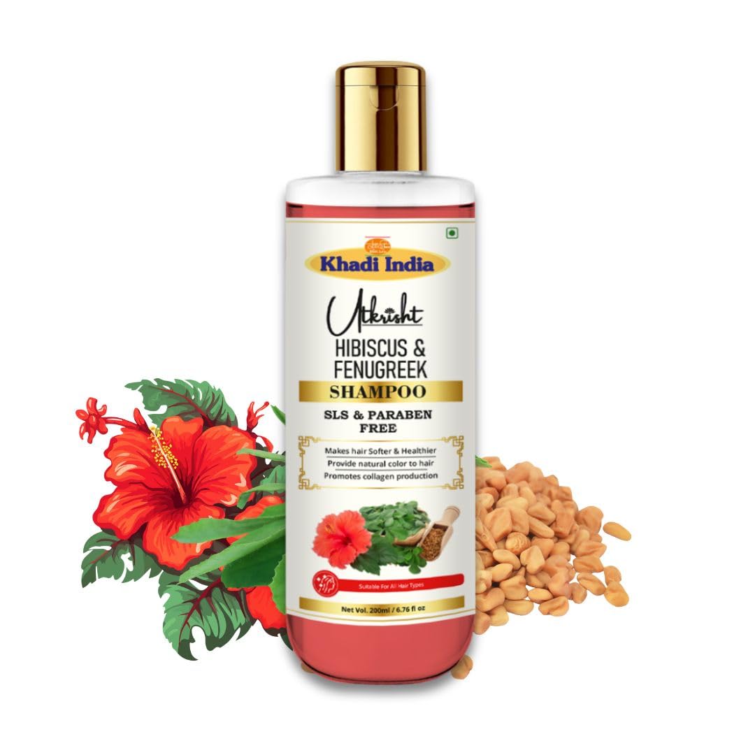 Khadi Utkrisht Hibiscus & Fenugreek Shampoo 200ml | Natural & Herbal for Scalp, Dandruff, Hair Fall & Dry, Damaged, Frizzy Hair | Paraben & SLS Free | For All Hair Types | Men & Women - View 7 of 7