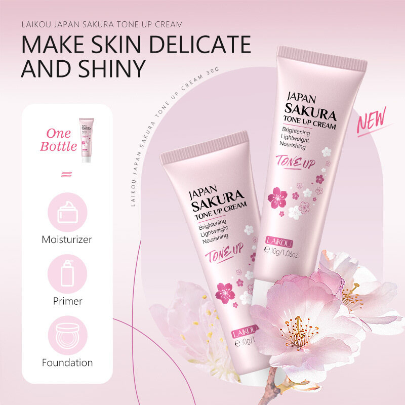 LAIKOU Japan Sakura Tone-Up Cream – Brightening, Lightweight, Nourishing & Blemish-Concealing Face Cream 30g - View 2 of 3