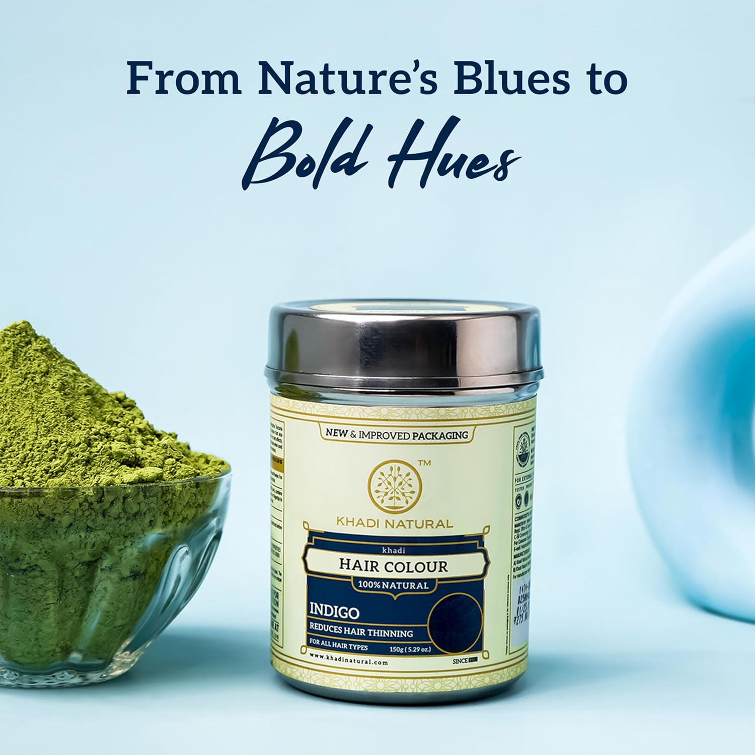 Khadi Natural Herbal Indigo Hair Color Powder for Grey Coverage | Natural Hair Dye for Men & Women | Helps Strengthen Hair & Add Natural Shine | Deep Indigo Shade | No Ammonia & No PPD | Herbal Formula | Suitable for All Hair Types | 150g - View 5 of 6