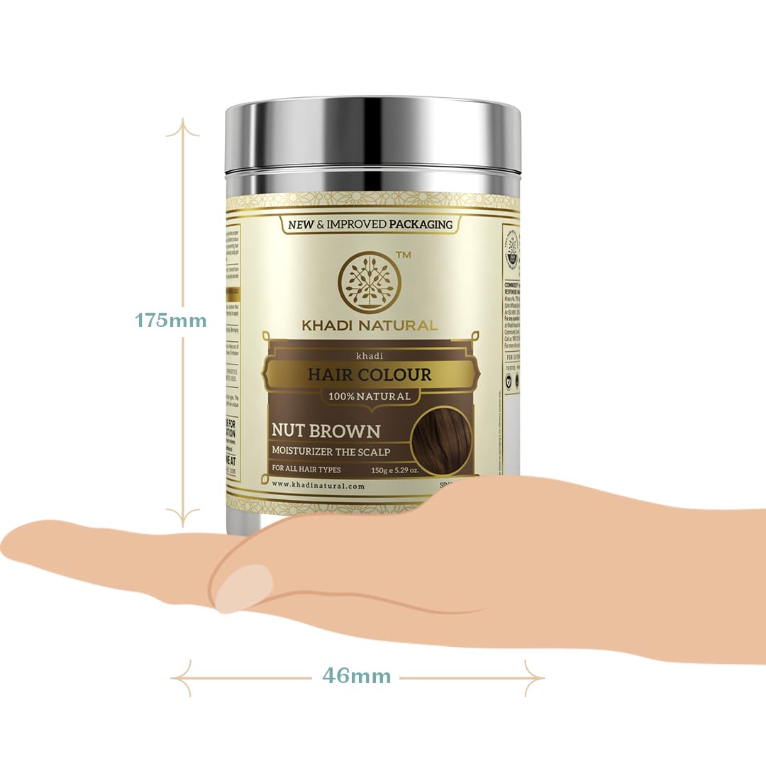 Khadi Natural Nut Brown Hair Color | Herbal & Chemical-Free | Covers Gray Hair Naturally | Enriched with Organic Ingredients | Provides Healthy-Looking Hair | 150g - View 2 of 5