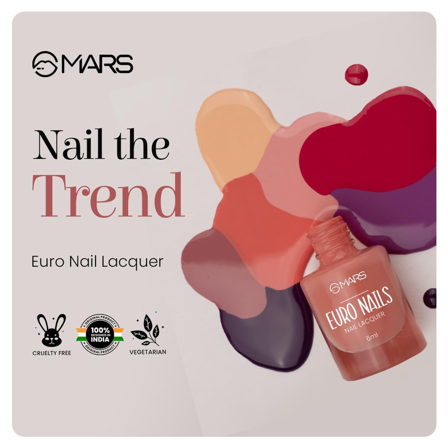 MARS EURO Nail Lacquer | Glossy Gel Finish | Rich Pigmentation | Chip Free | Quick Drying Formula | Long Lasting Nail Polish for Women | (6.0 ml) (Shade-14) - View 2 of 6