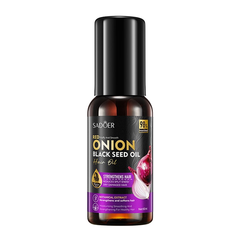 [ROREC] SADOER Red Onion Black Seed Oil Smooth Hair Oil Strengthens Hair Improve Split Ends Dry Care Hair 60ml(FROM MALAYSIA) - View 4 of 4
