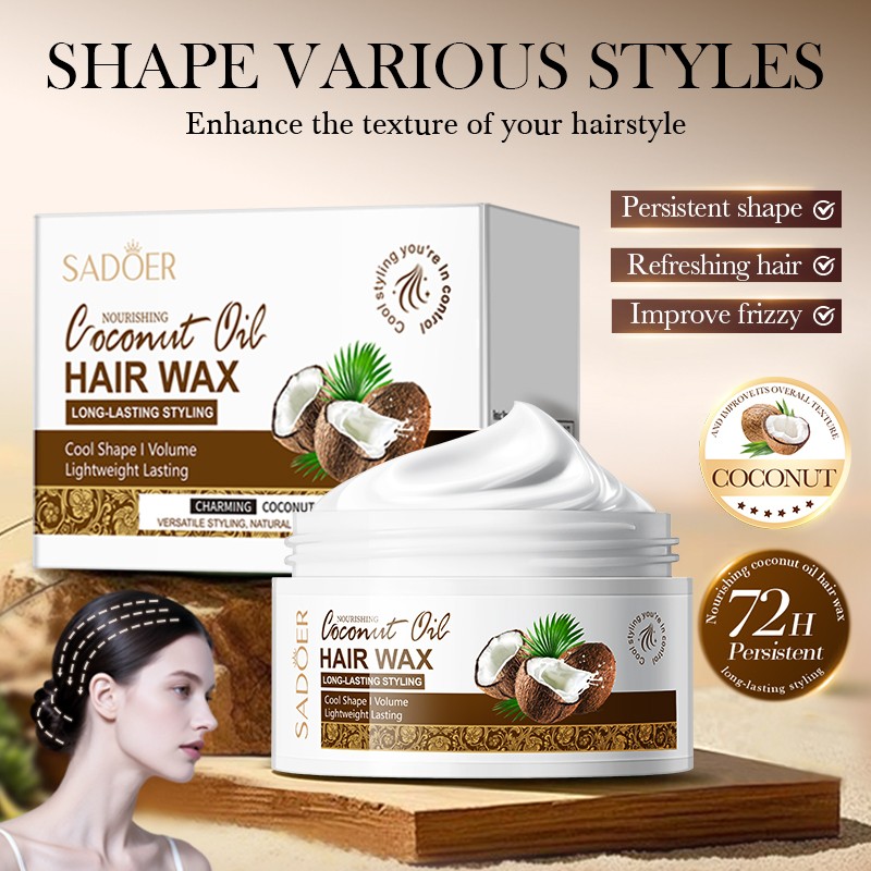 [ROREC] SADOER Nourishing Coconut Oil Hair Wax Long Lasting Styling Volume Lightweight Hold 100g(FROM MALAYSIA) - View 4 of 4