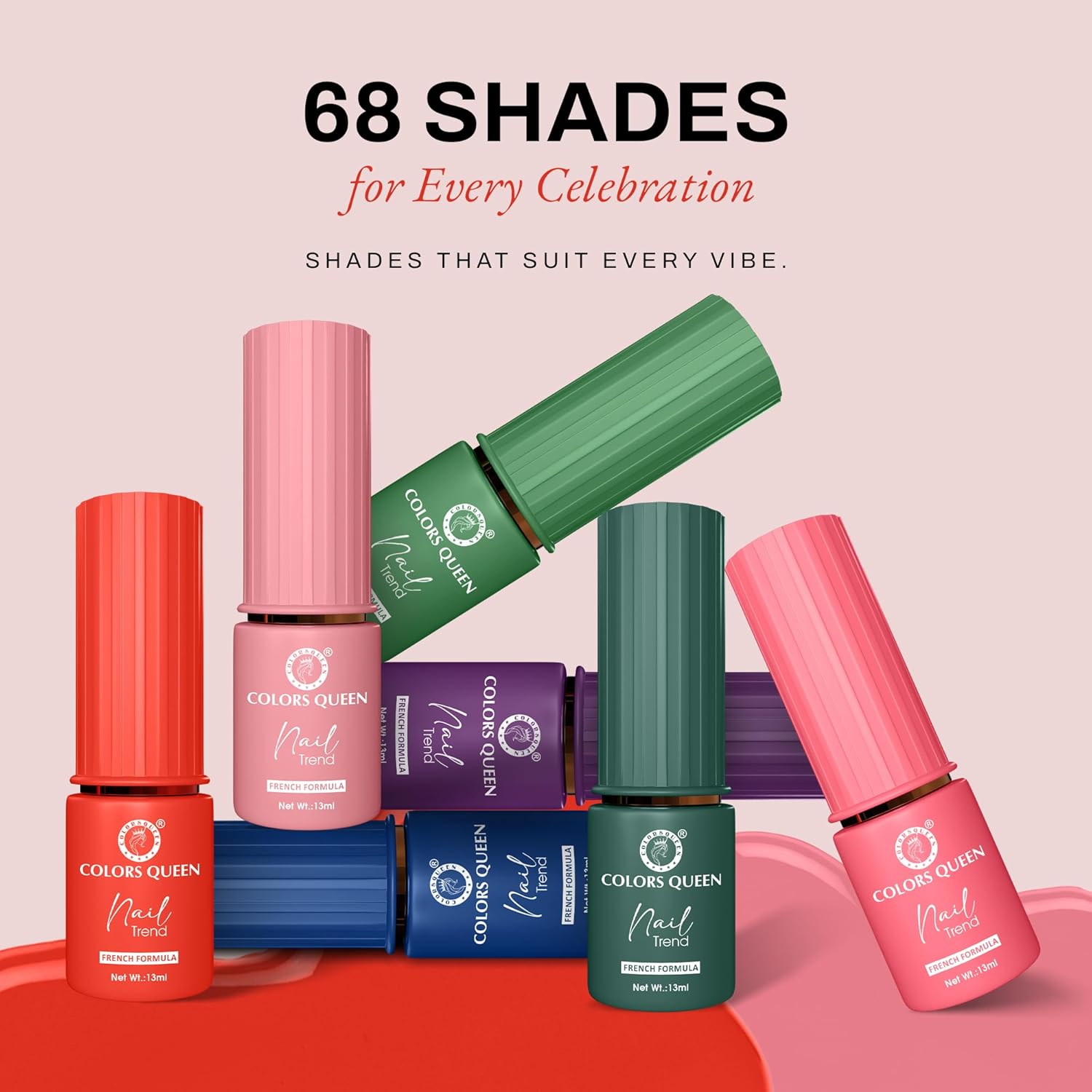 Colors Queen Nail Trend Glossy Nail Polish | Chip Resisting & Quick Drying Nail Paint with High Shine | 7 Toxin Free Formula | Vegan & Cruelty Free | Long Lasting & Vibrant Nail Paint for Women (Golden Hour, 13ml) - View 2 of 5