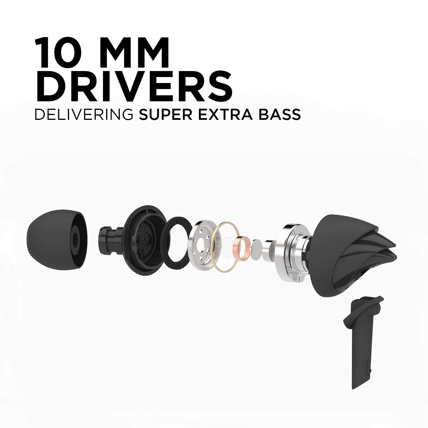 Boat BassHeads 100 in-Ear Headphones with Mic (Black) - View 5 of 5