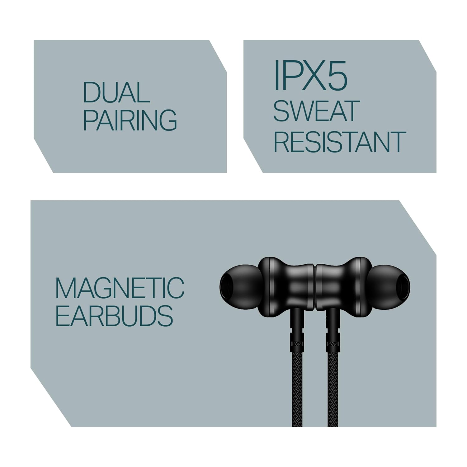 Boat 2025 Launch Rockerz 113, 40H Battery, Dual Pair, Fast Charge, ENx Tech, Stream Ad Free Music via App Support, Magnetic Buds, Bluetooth Neckband, Wireless with Mic in Ear Earphones (Active Black) - View 3 of 5