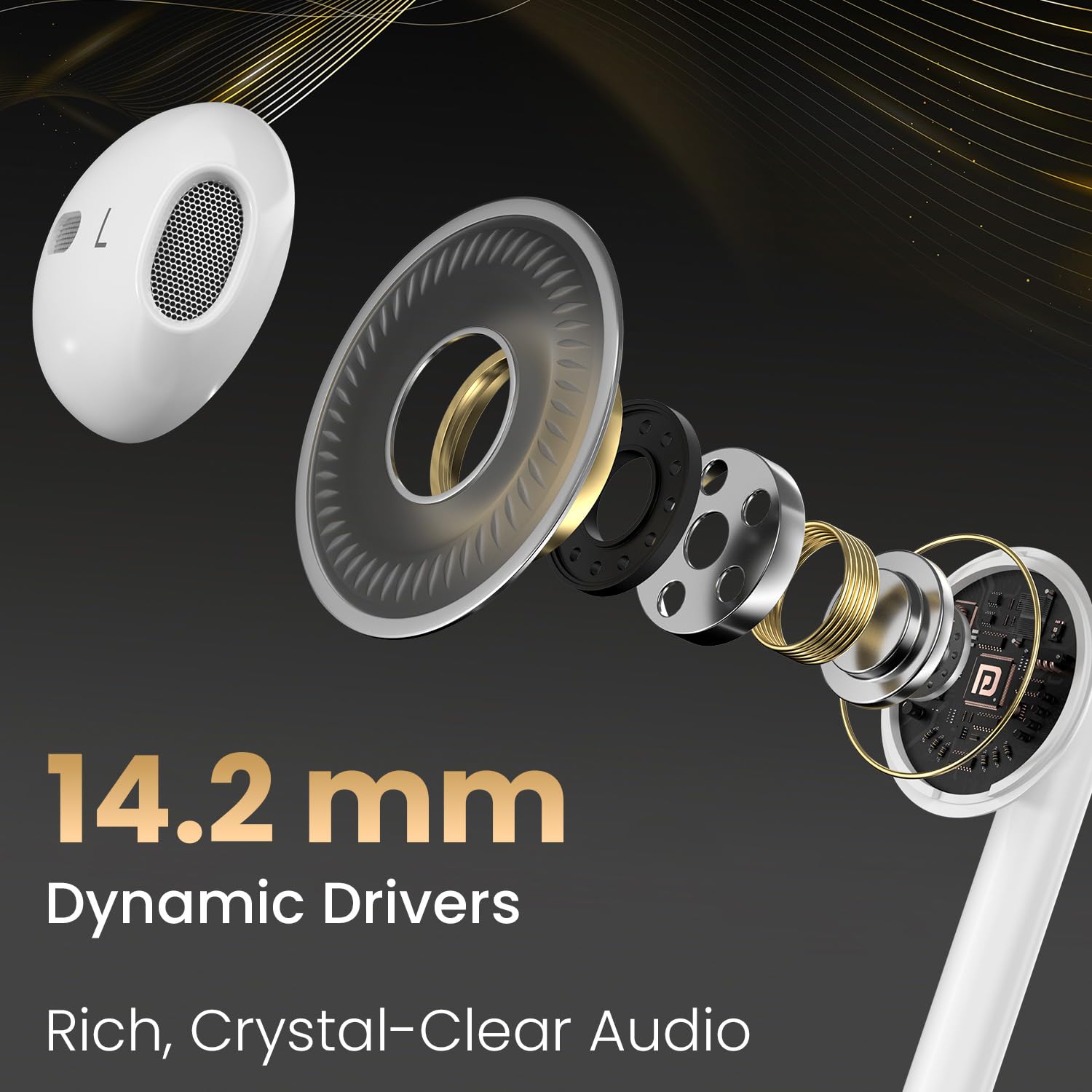 Portronics Conch Theta C in Ear Type C Wired Earphones with in Line HD Mic, Powerful Audio, 14.2mm Driver, Unique Earbuds Design, TPE Anti Tangle Wire, in line Controls, Wide Compatibility(White) - View 4 of 6