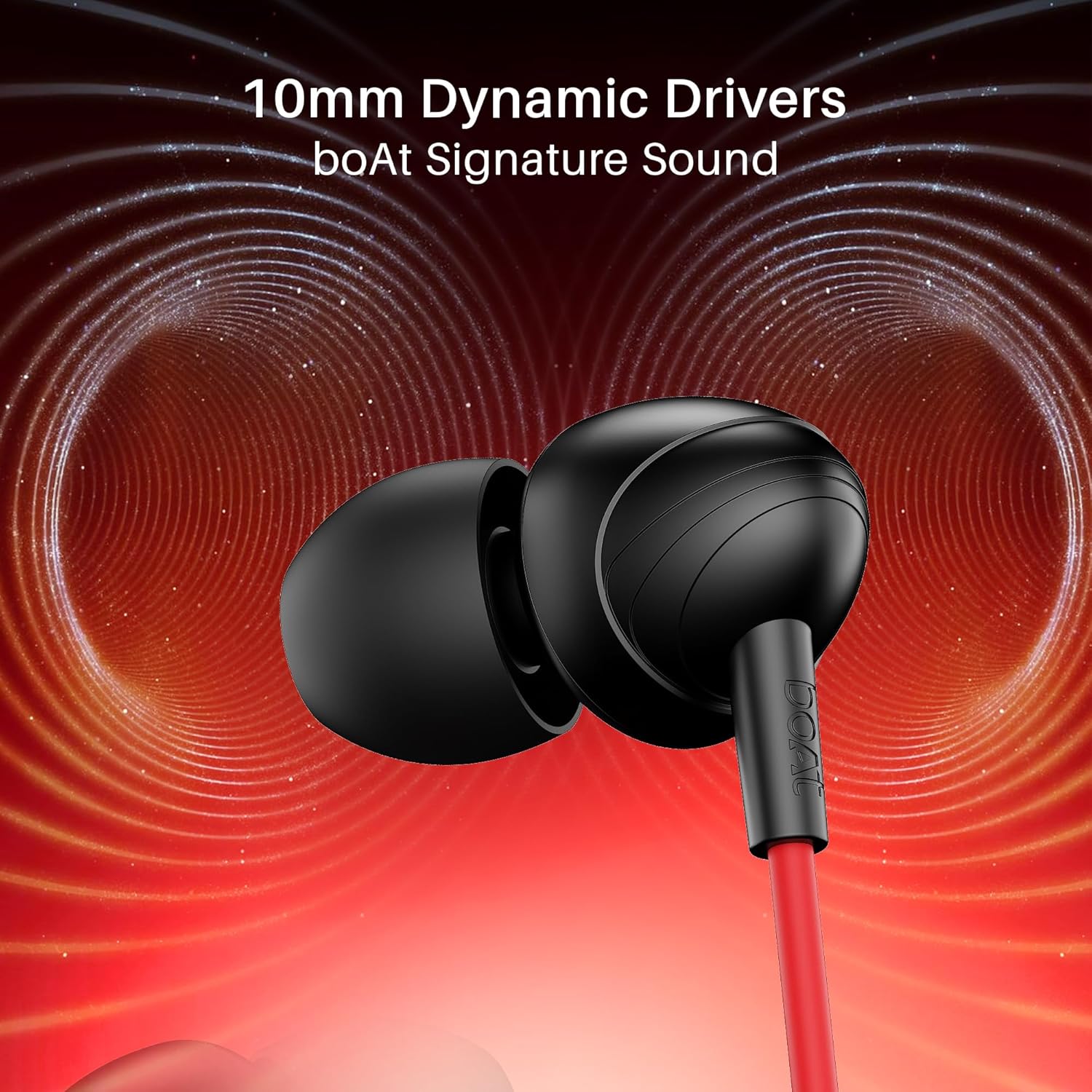 Boat Bassheads 211 Wired Earphones with 10mm Drivers, Signature Sound, in-Line Microphone, 3.5mm Jack, Voice Assistant & 120cm Cables (Raging Black) - View 5 of 6