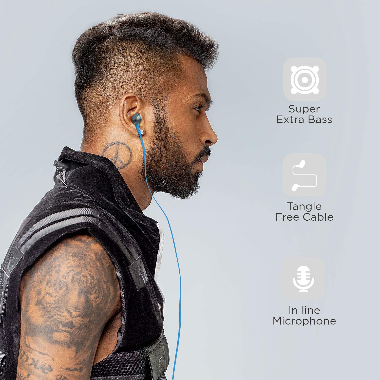 Boat BassHeads 225 Special Edition in-Ear Headphones with Mic (Blue) - View 5 of 5