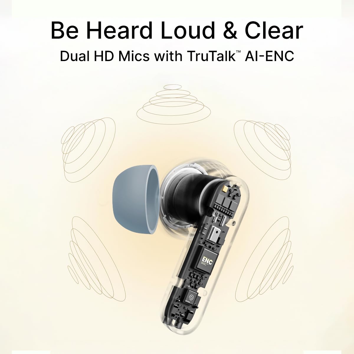 pTron Bassbuds Indie in-Ear TWS Earbuds w/ 10mm Drivers, 45Hrs Playtime, Dual HD Mic & AI-ENC Calls, Custom EQ, Mobile App, Bluetooth V5.4 Earphones, Voice Assistant, Type C Charging & IPX5 (Gray) - View 3 of 6
