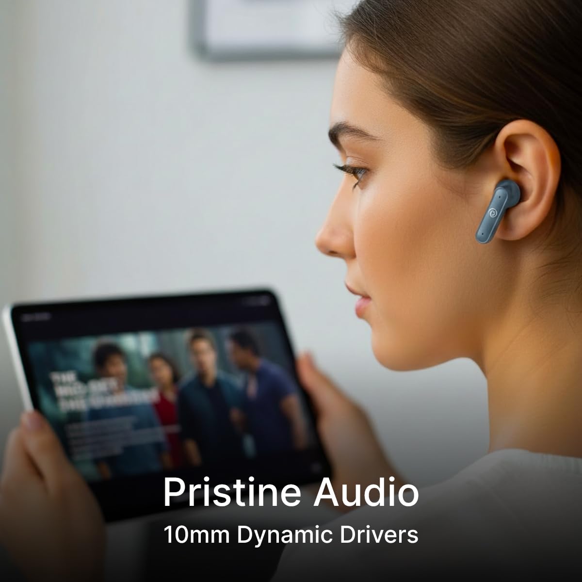 pTron Bassbuds Indie in-Ear TWS Earbuds w/ 10mm Drivers, 45Hrs Playtime, Dual HD Mic & AI-ENC Calls, Custom EQ, Mobile App, Bluetooth V5.4 Earphones, Voice Assistant, Type C Charging & IPX5 (Gray) - View 4 of 6