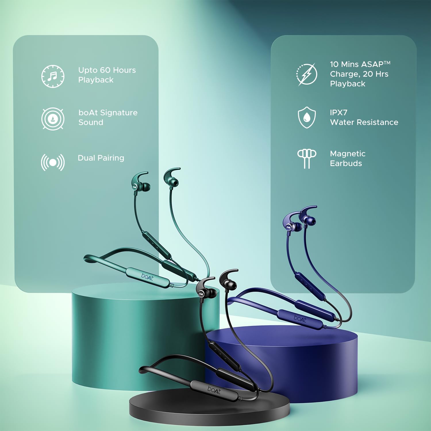 Boat Rockerz 255 Pro+, 60H Battery, Fast Charge, IPX7, Dual Pair,Low Latency,Magnetic Buds, Stream Ad Free Music via App Support, in Ear Bluetooth Neckband, Wireless with Mic Earphones (Cosmic Grey) - View 5 of 6