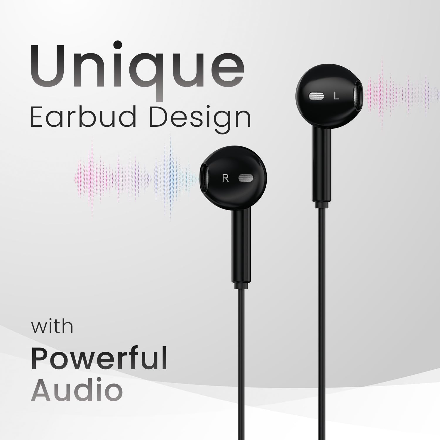 Portronics Conch Theta C in Ear Type C Wired Earphones with in Line HD Mic, Powerful Audio, 14.2mm Driver, Unique Earbuds Design, TPE Anti Tangle Wire, in line Controls, Wide Compatibility(Black) - View 2 of 6