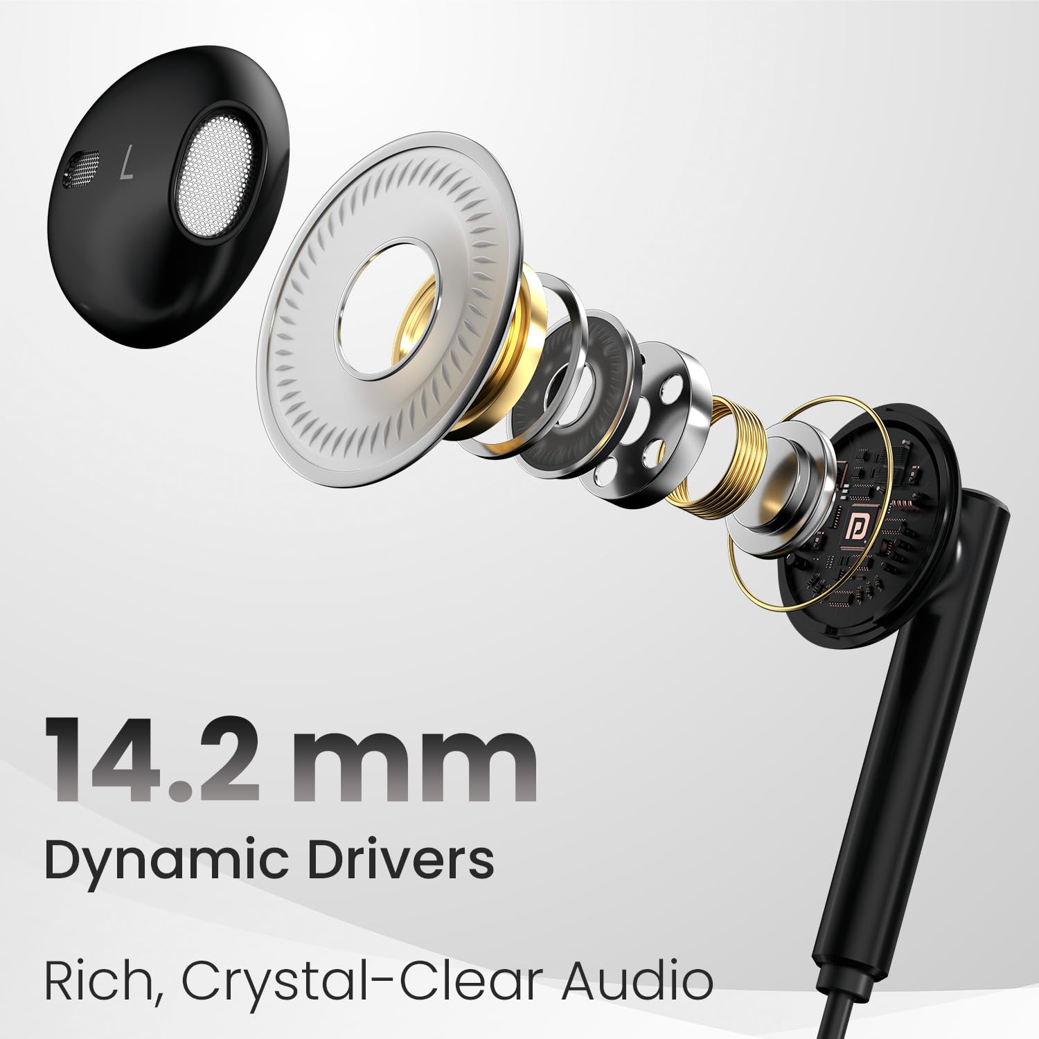 Portronics Conch Theta C in Ear Type C Wired Earphones with in Line HD Mic, Powerful Audio, 14.2mm Driver, Unique Earbuds Design, TPE Anti Tangle Wire, in line Controls, Wide Compatibility(Black) - View 4 of 6
