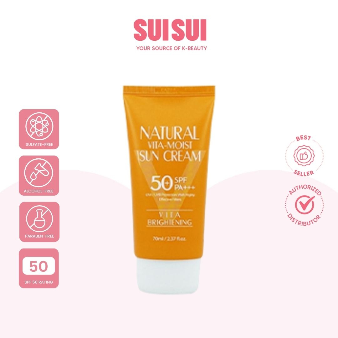 3W Clinic Natural Vita Moist Sun Cream Vita Brightening SPF50 PA+++ 70ml Hydrating Sunscreen with Brightening Effect Lightweight Non Greasy Formula for Daily UV Protection Suitable for All Skin Types - View 3 of 3