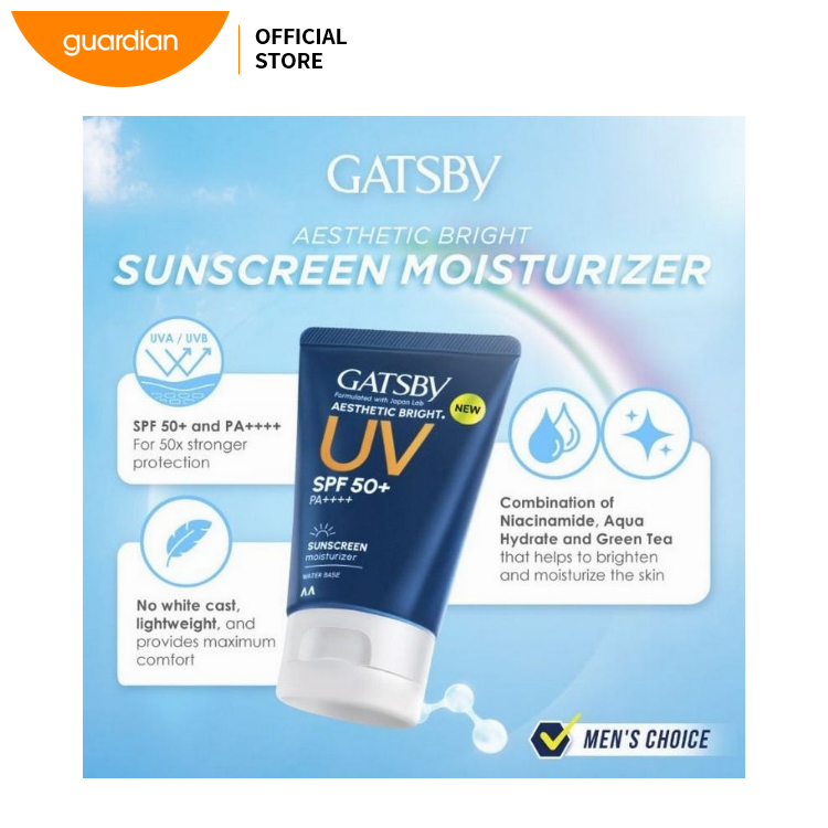 Gatsby Aesthetic Bright Sunscreen Moisturizer SPF Protection 40ml Lightweight Hydrating Brightening Formula for Daily Use Non Greasy Finish Quick Absorbing Suitable for All Skin Types Men Skin Care - View 2 of 3