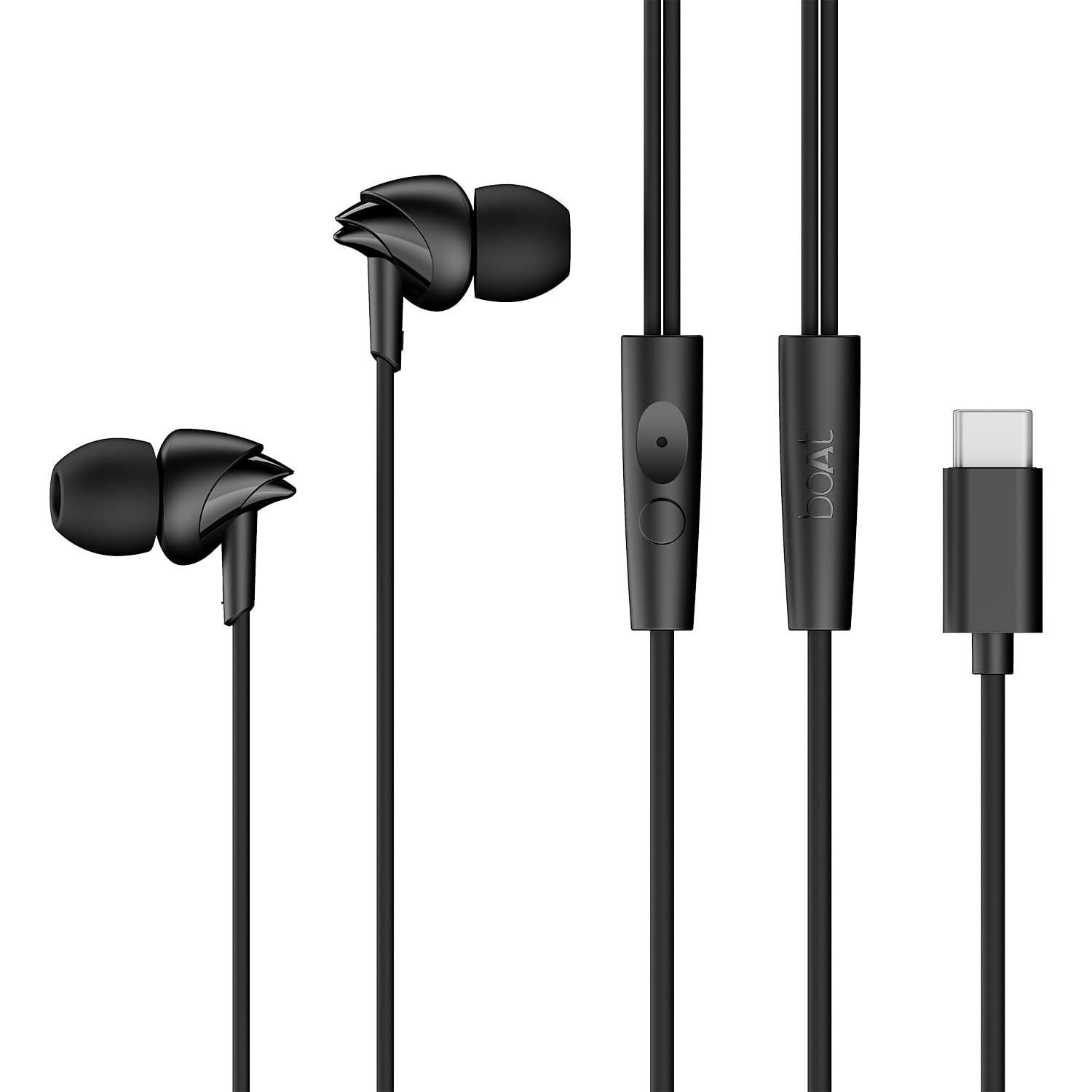 Boat Bassheads 300C Wired Earphones,Type-C Jack, 10mm Drivers, Signature Sound, in-Line Microphone, Integrated Controls, Voice Assistant & 120cm Cable (Active Black) - Related product