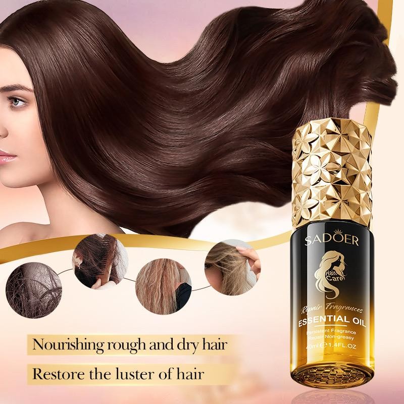 SADOER Hair Care Essential Oil with Repair Non-Greasy and Persistent Fragrance (40ml) Soft and nourishing hair care-Glossy 40ml(FROM MALAYSIA) - View 3 of 4