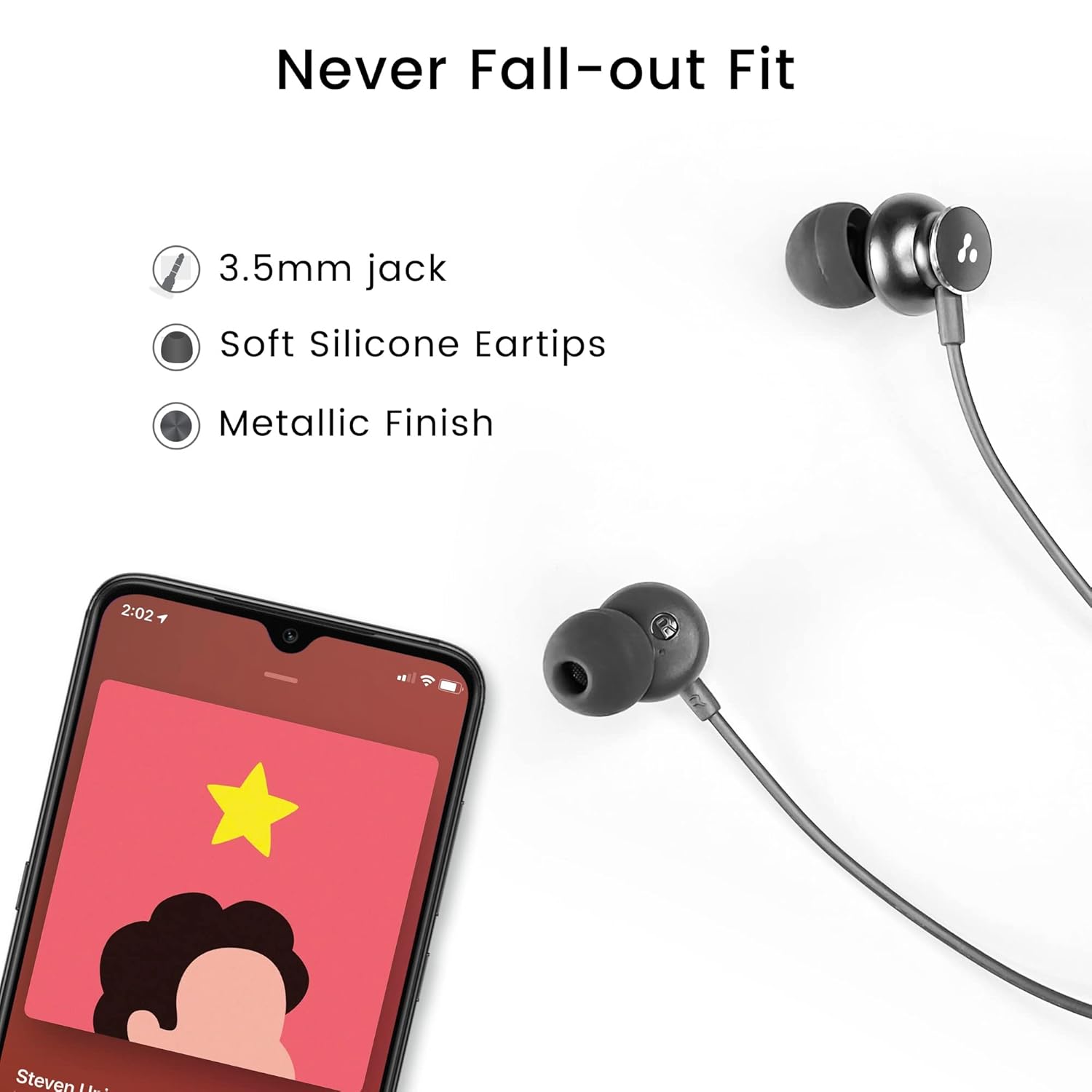 Ambrane Stringz 38 Wired Headphones with Mic, Powerful HD Sound with High Bass, Tangle Free Cable, Comfort in Ear Fit, 3.5mm Jack (Black), Normal - View 4 of 6