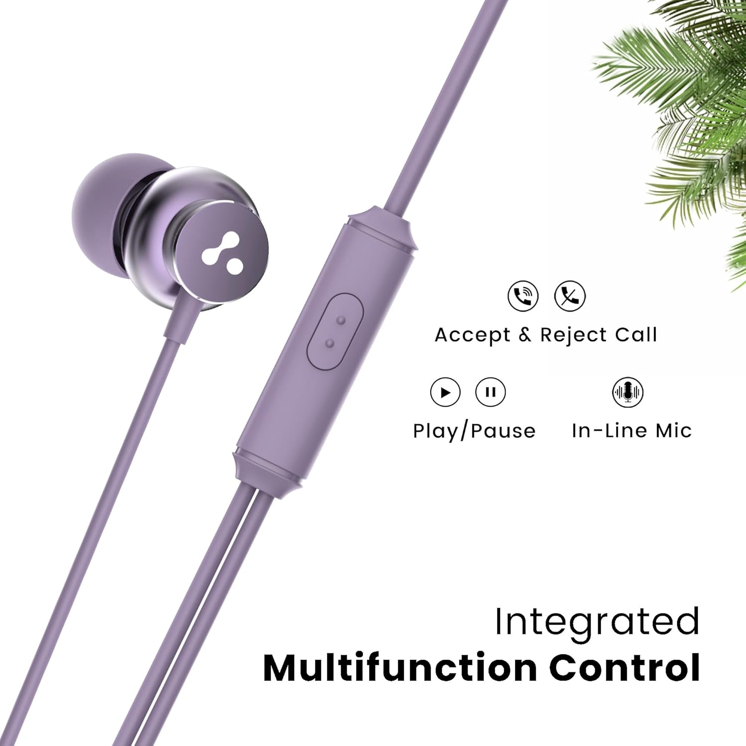 Ambrane Stringz 38 Wired Headphones with Mic, Powerful HD Sound with High Bass, Tangle Free Cable, Comfort in Ear Fit, 3.5mm Jack (Purple) - View 4 of 5