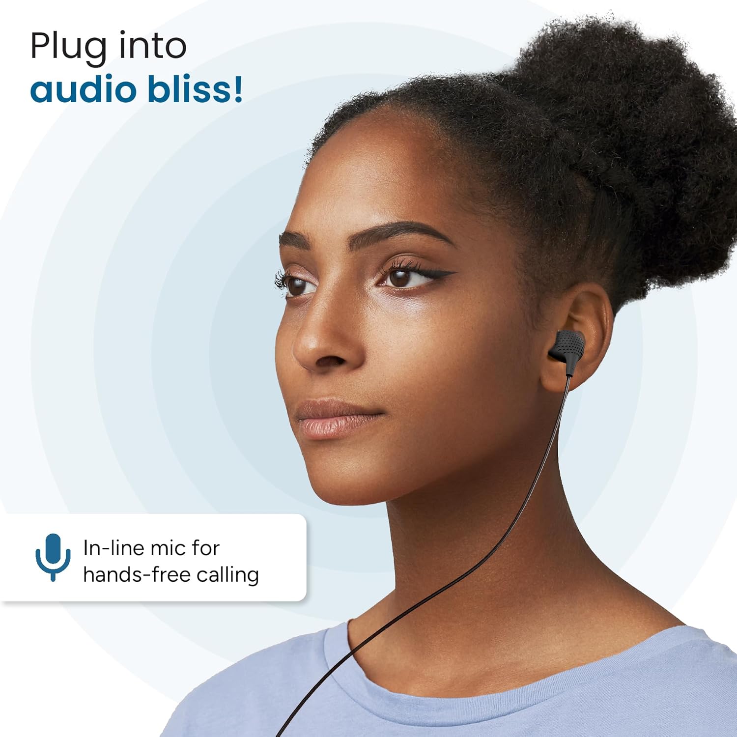 Ambrane Wired Earphones with Mic | 3.5Mm Audio Jack | 14Mm Driver for HD Sound & Deep Bass | Tangle-Free 1.2M Cable | in Ear Comfort Fit | Compatible with Mobiles, Tablets, Laptops, Pcs (EP-83 Green) - View 2 of 5