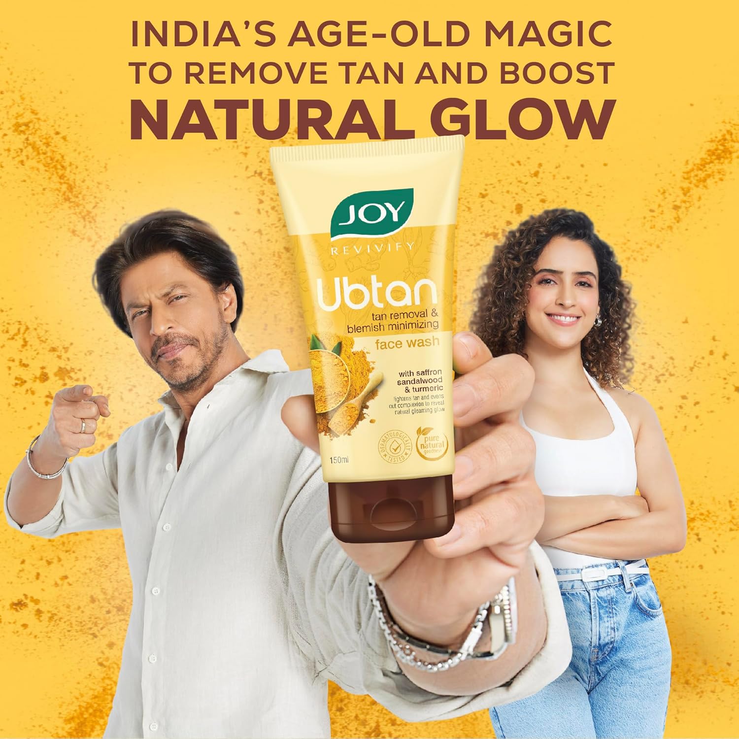 Joy Ubtan Tan Removal Face Wash 100ml | Detans, Removes Dirt & Blemishes for a Natural Glowing Skin | Enriched With Turmeric, Saffron & Sandalwood | Suitable for All Skin Types - View 5 of 5