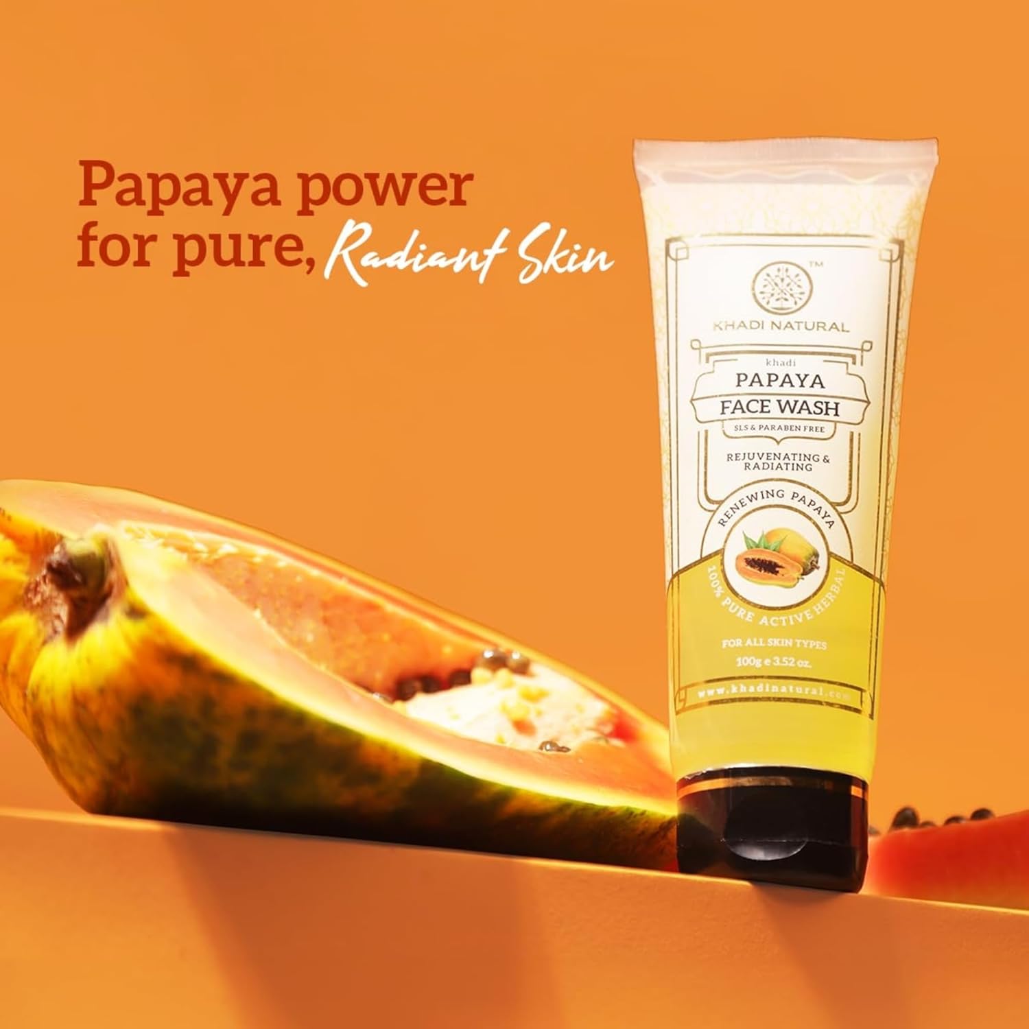 Khadi Natural Papaya Face Wash | Herbal Face Cleanser for Fresh & Healthy Looking Skin | Helps Remove Dirt, Oil & Impurities | Gentle Daily Skin Care Formula | Suitable for Men & Women | For All Skin Types | 210ml - View 3 of 5