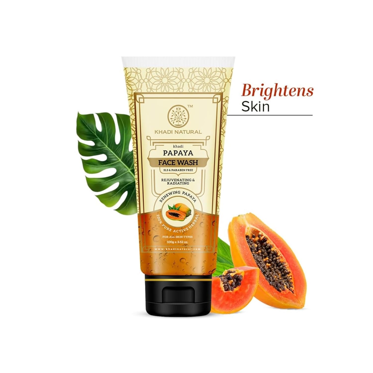 Khadi Natural Papaya Face Wash | Herbal Face Cleanser for Fresh & Healthy Looking Skin | Helps Remove Dirt, Oil & Impurities | Gentle Daily Skin Care Formula | Suitable for Men & Women | For All Skin Types | 210ml - View 4 of 5