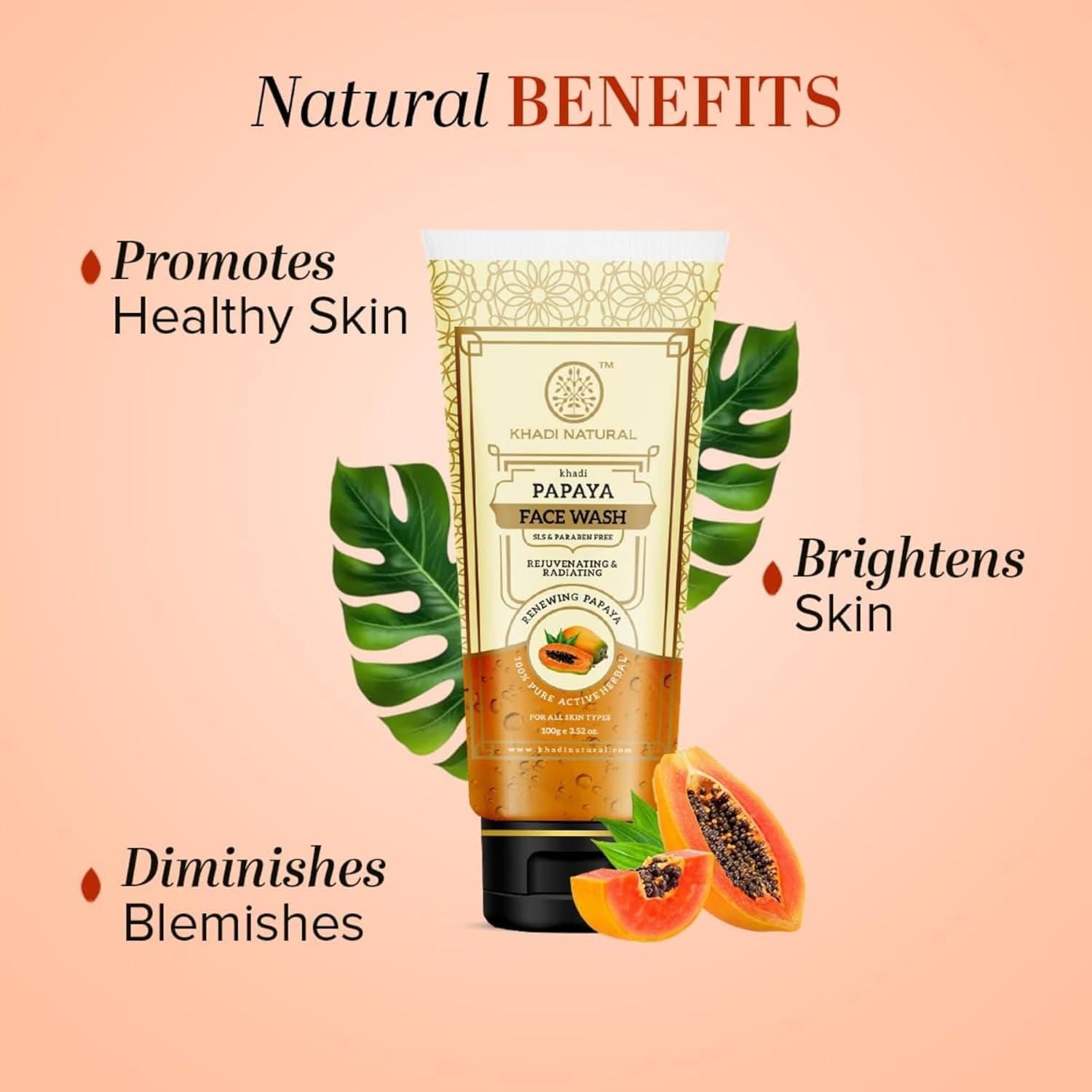 Khadi Natural Papaya Face Wash | Herbal Face Cleanser for Fresh & Healthy Looking Skin | Helps Remove Dirt, Oil & Impurities | Gentle Daily Skin Care Formula | Suitable for Men & Women | For All Skin Types | 210ml - View 5 of 5