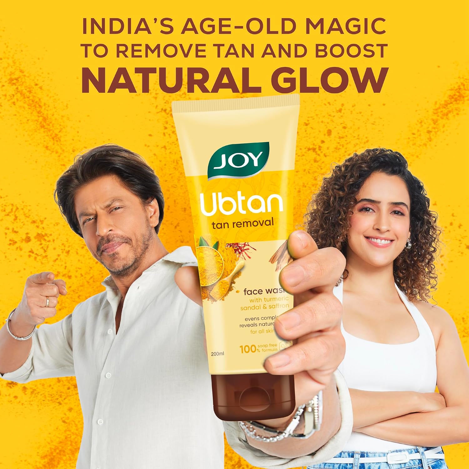 Joy Ubtan Tan Removal Face Wash 200ml | Detans & Brightens, Removes Dirt & Blemishes for a Natural Glowing Skin | Enriched With Turmeric, Saffron & Sandalwood | Suitable for All Skin Types - View 6 of 6