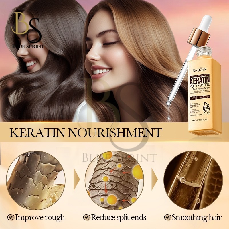 Sadoer keratin polypeptide essential oil 30ml-brightening & recovering hair serum with DWI-keratin by BS(FROM MALAYSIA) - View 3 of 4