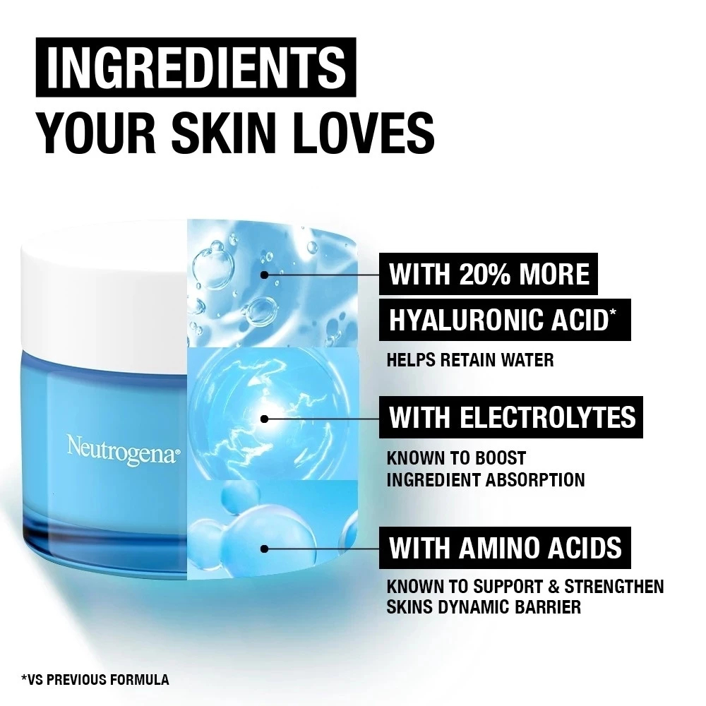 Neutrogena Hydro Boost Water Gel Aqua Cream 48ml Hyaluronic Acid Moisturizer Deep Hydration Lightweight Oil Free Face Gel Daily Skincare for Smooth Soft Fresh Healthy Glowing Skin - View 2 of 3