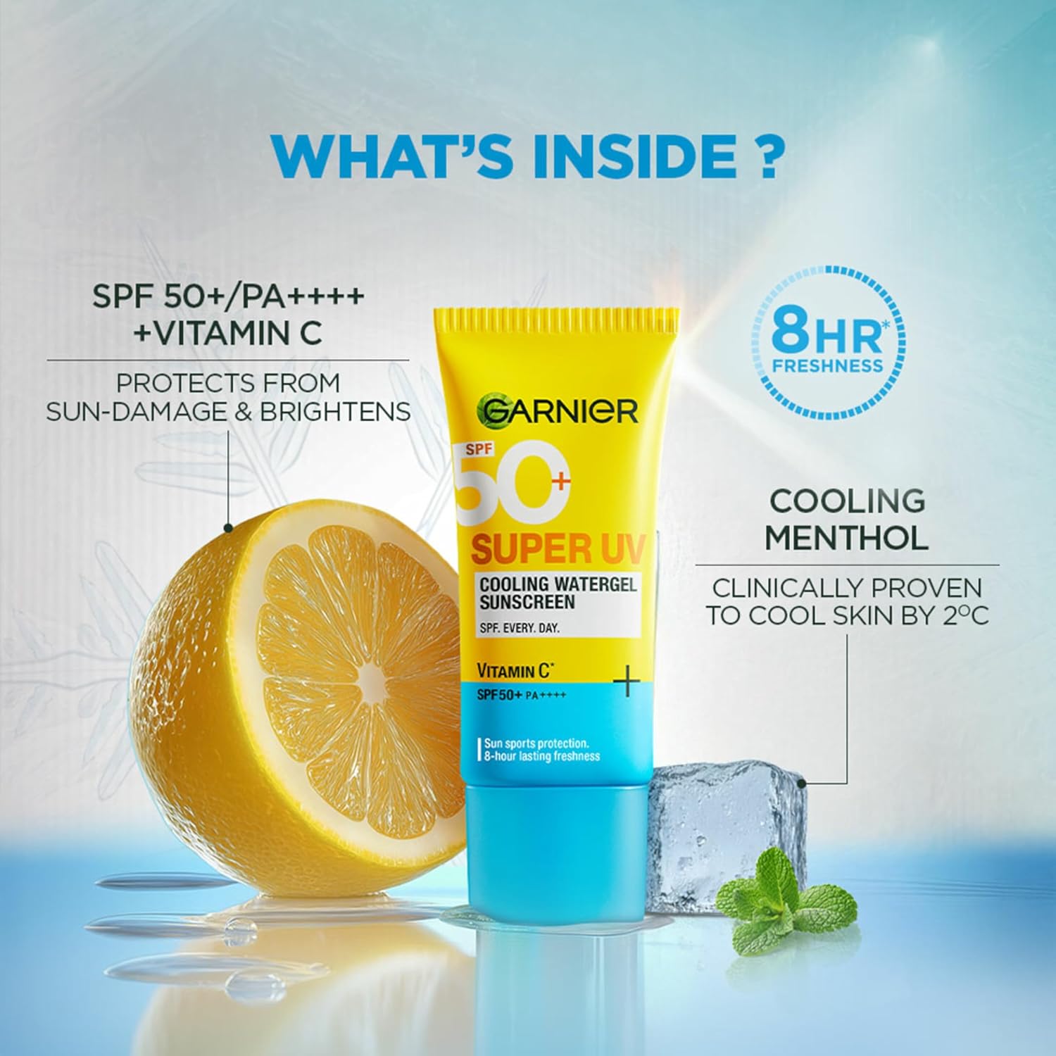Garnier Super UV Cooling Watergel Sunscreen SPF 50 PA++++ | Instant Cooling & 8-hr freshness |Lightweight gel |No white cast |Suitable for oily dry sensitive & combination skin | For men & women,30ml - View 6 of 6