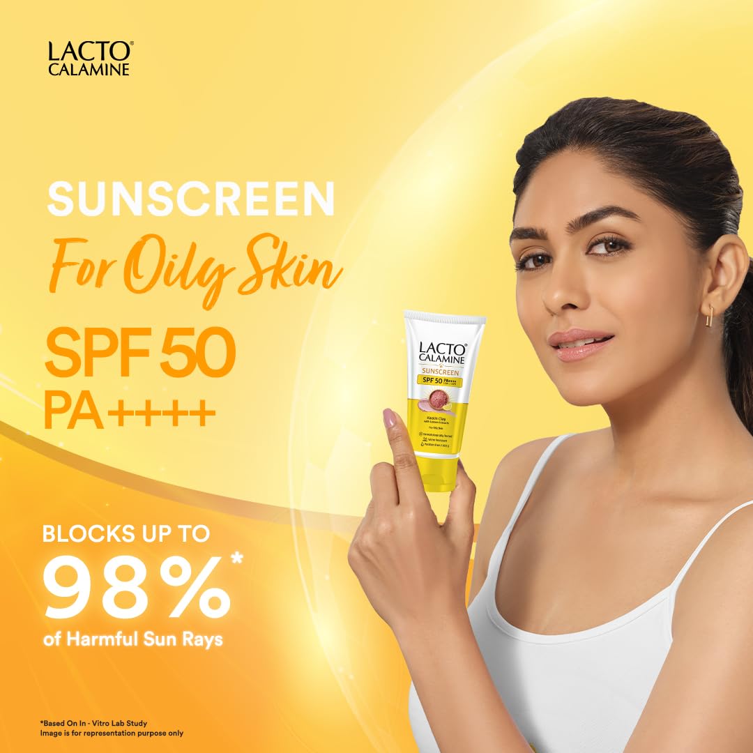 Lacto Calamine Sunscreen SPF 50 | 100g | PA +++ Sunscreen For Oily Skin | UVA – UVB | Water Resistant & No White Cast | With Kaolin Clay, Vitamin E & Lemon Extracts | Paraben Free - View 5 of 5