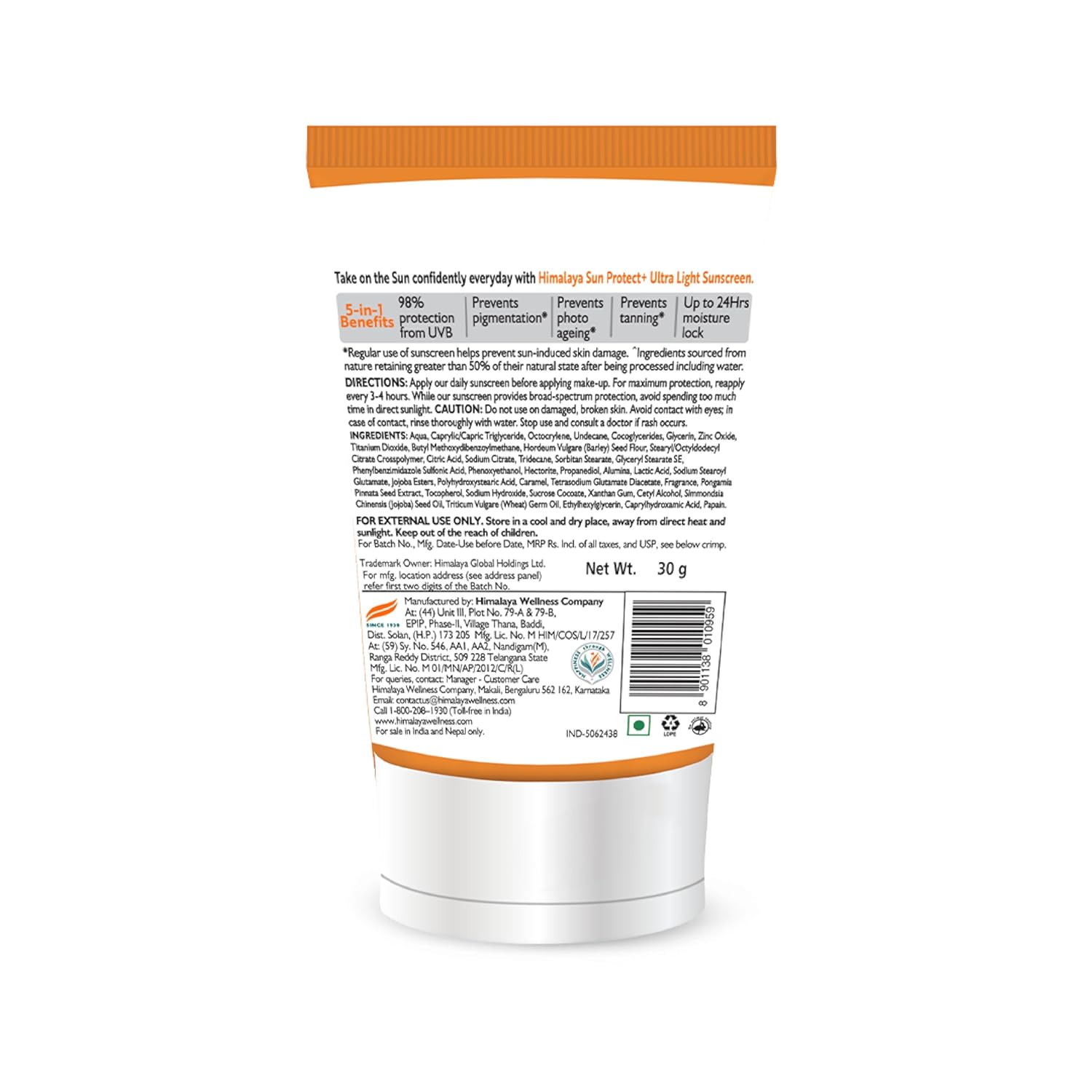 Himalaya Sun Protect+ Ultra Light Sunscreen | 90% Natural Origin Ingredients | In vivo tested SPF 50 PA++++ | Dermatologically tested for all skin types | No white cast | Sweat Resistant | 30g - View 6 of 6