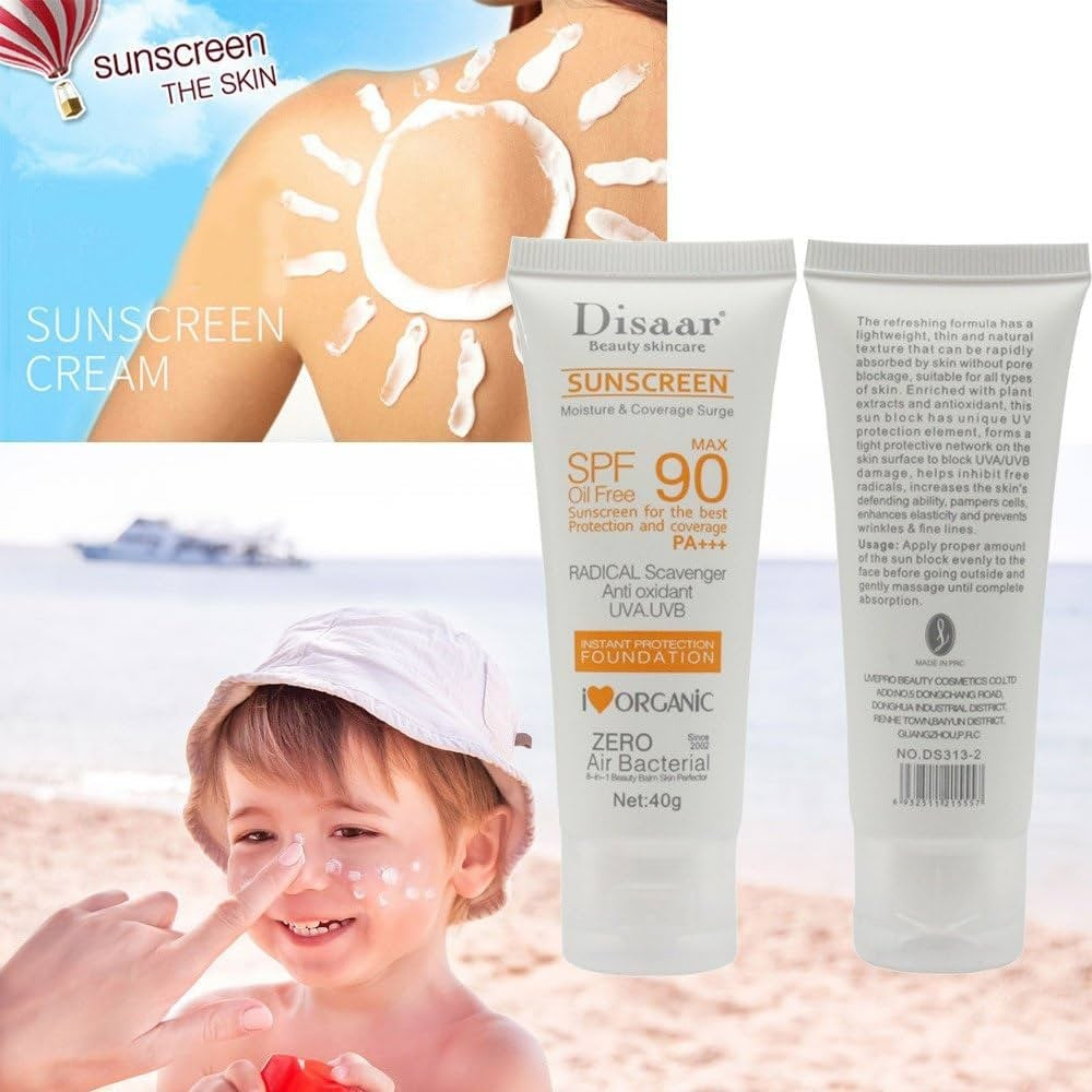 Disaar Facial Sunscreen Cream SPF90+ 40g High Protection Broad Spectrum UV Block Lightweight Hydrating Anti-Aging Brightening Face Daily Use Non-Greasy Skin Safe Sunblock - View 3 of 3