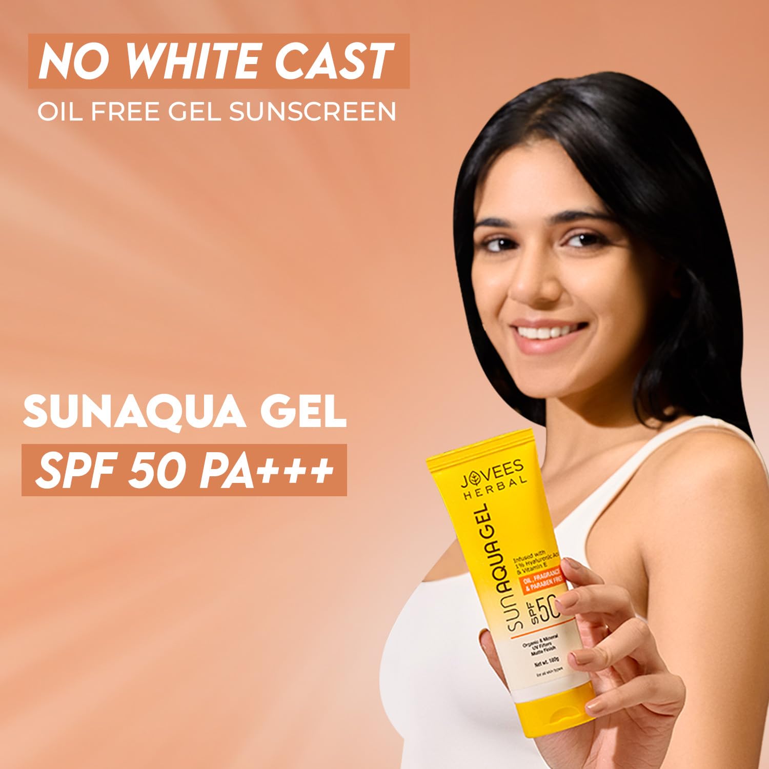 Jovees Herbal Sun Aqua Gel Sunscreen SPF 50 PA+++ | Lightweight| 1% Hyaluronic Acid | Non-Greasy, No White Cast | Perfect for Oily & Combination Skin | Sunscreen For Men/Women 100g - View 5 of 6