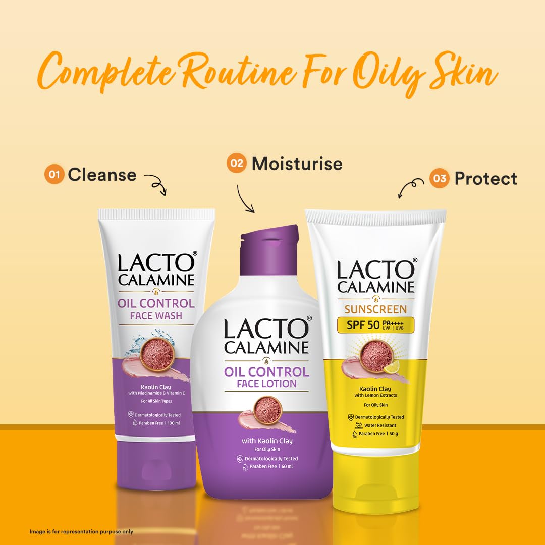 Lacto Calamine Sunscreen SPF 50 | 50g | PA +++ For Oily Skin | UVA – UVB | Water Resistant & No White Cast | With Kaolin Clay, Vitamin E & Lemon Extracts | Paraben Free - View 2 of 6