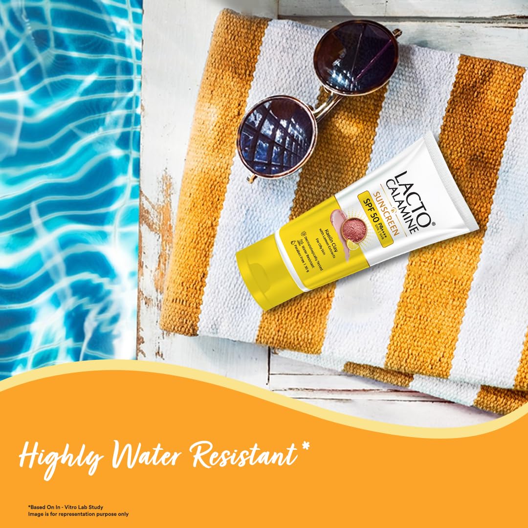 Lacto Calamine Sunscreen SPF 50 | 50g | PA +++ For Oily Skin | UVA – UVB | Water Resistant & No White Cast | With Kaolin Clay, Vitamin E & Lemon Extracts | Paraben Free - View 3 of 6