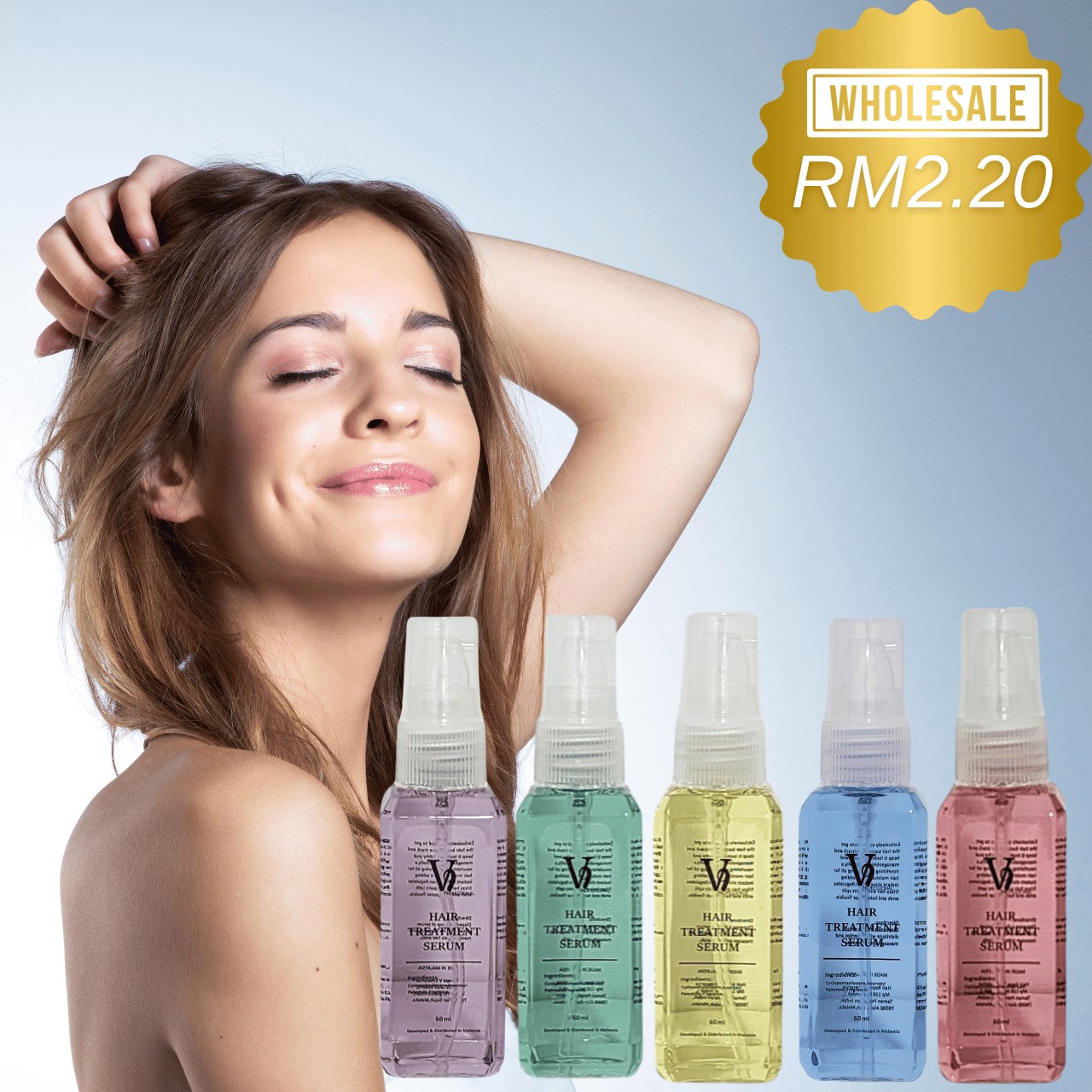 V9 Hair Treatment Oil Serum 60ml- BLUE+YELLOW(FROM MALAYSIA) - View 4 of 4