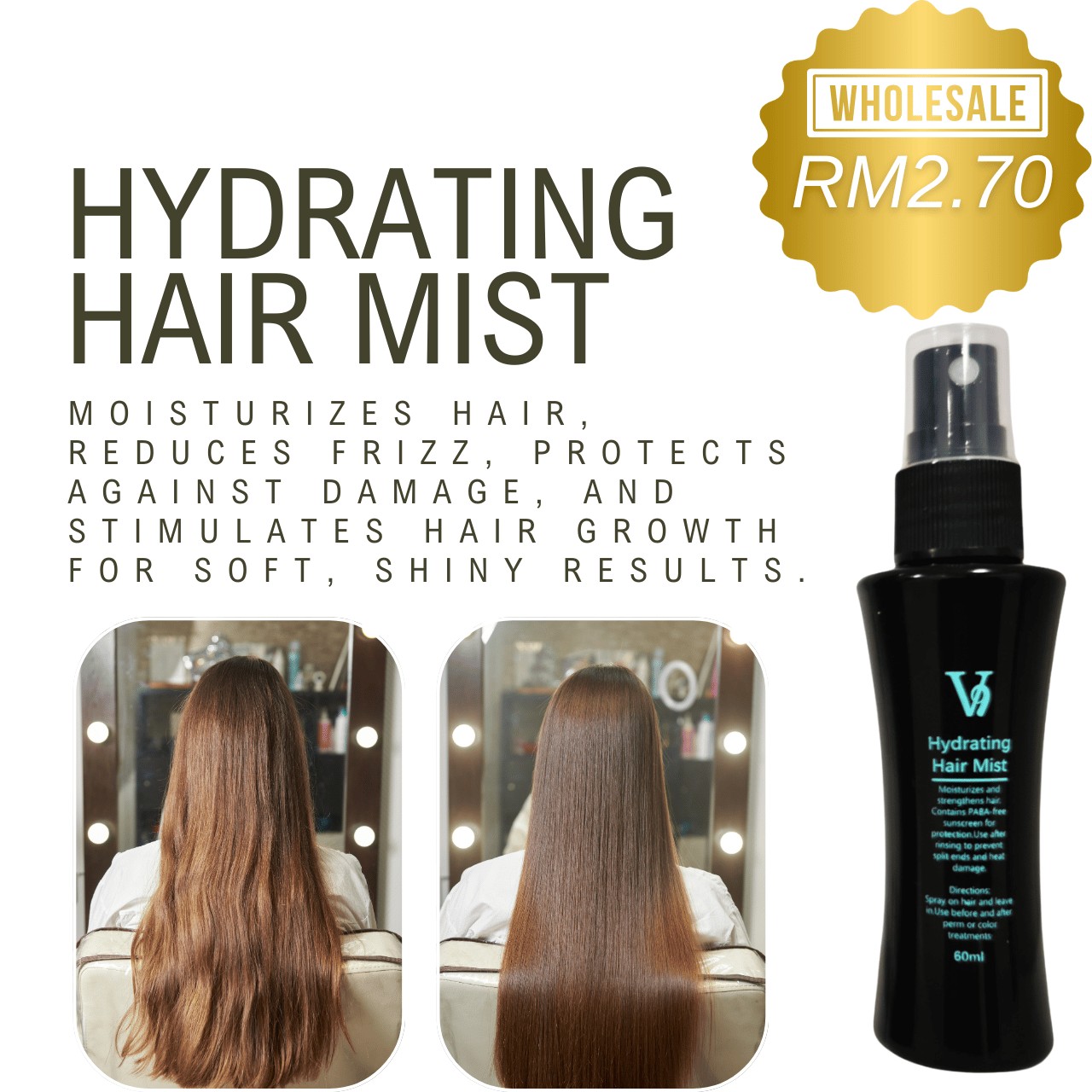 V9 Hydrating Hair Mist with Vitamin E & Argan Oil - Damage Repair & Growth Enhancer 60ml-5 BOTOL(FROM MALAYSIA) - View 4 of 4