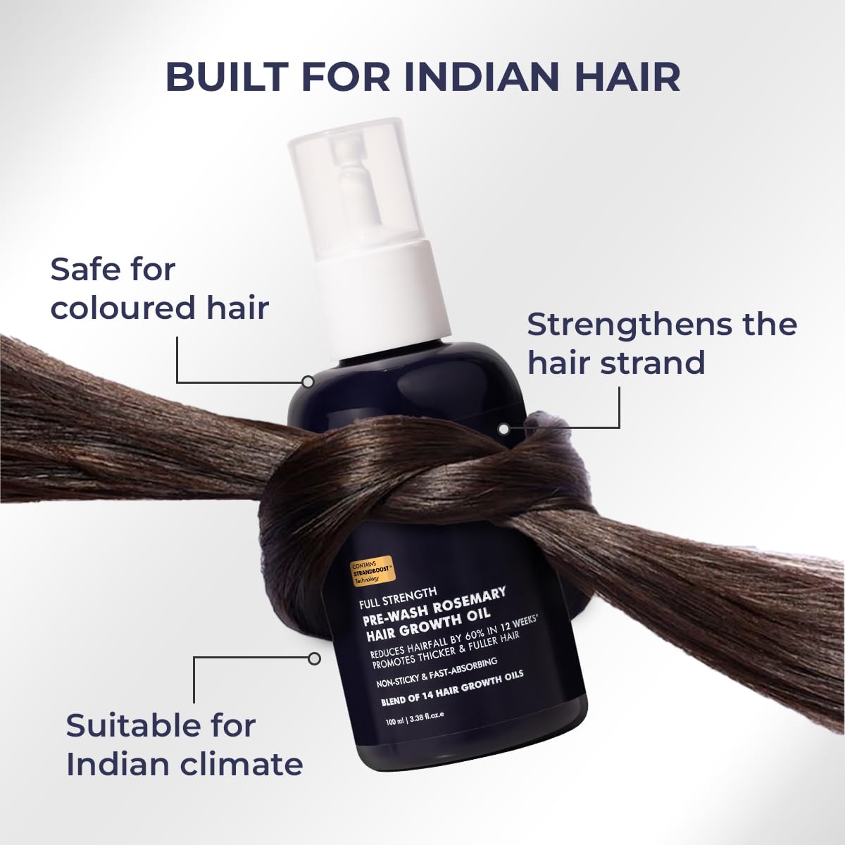 Conscious Chemist® Full Strength Hair Growth Oil | Rosemary, Red Onion & Moringa | With Yeast Extract | 14 Oil Complex | Reduces Hair Fall, Nourishes Scalp & Promotes Hair Growth | For All Hair Types | Women & Men | 100ml - View 2 of 6