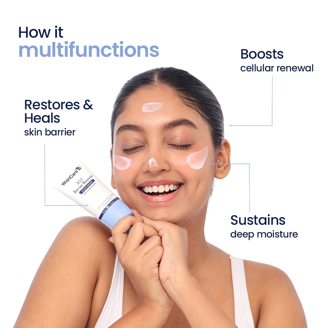 WishCare 3:1:1 Barrier Bounce Moisturizer Cream for Face | Barrier Repair Moisturizer With Ceramides, EGF & Mung Mucin | Repairs Skin Barrier, Calms & Soothes | For Dry Skin, Oily & Combination Skin | For Men and Women | 50ml - View 5 of 5