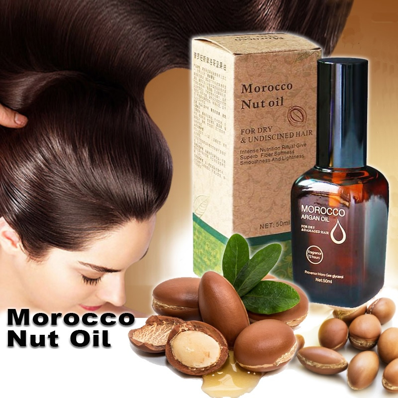Morocco Essential Argan Nut Oil Hair Serum Nourishing Treatment For Dry Damaged Frizzy Hair Repairs Split Ends Moisturizes Smooths Adds Shine Strengthens Healthy Hair Care For Men And Women 50ml - View 3 of 3